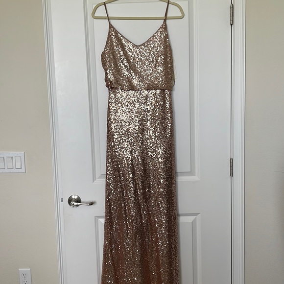 Jenny Yoo Size 10 Rose Gold Sequin Dress - Picture 3 of 7